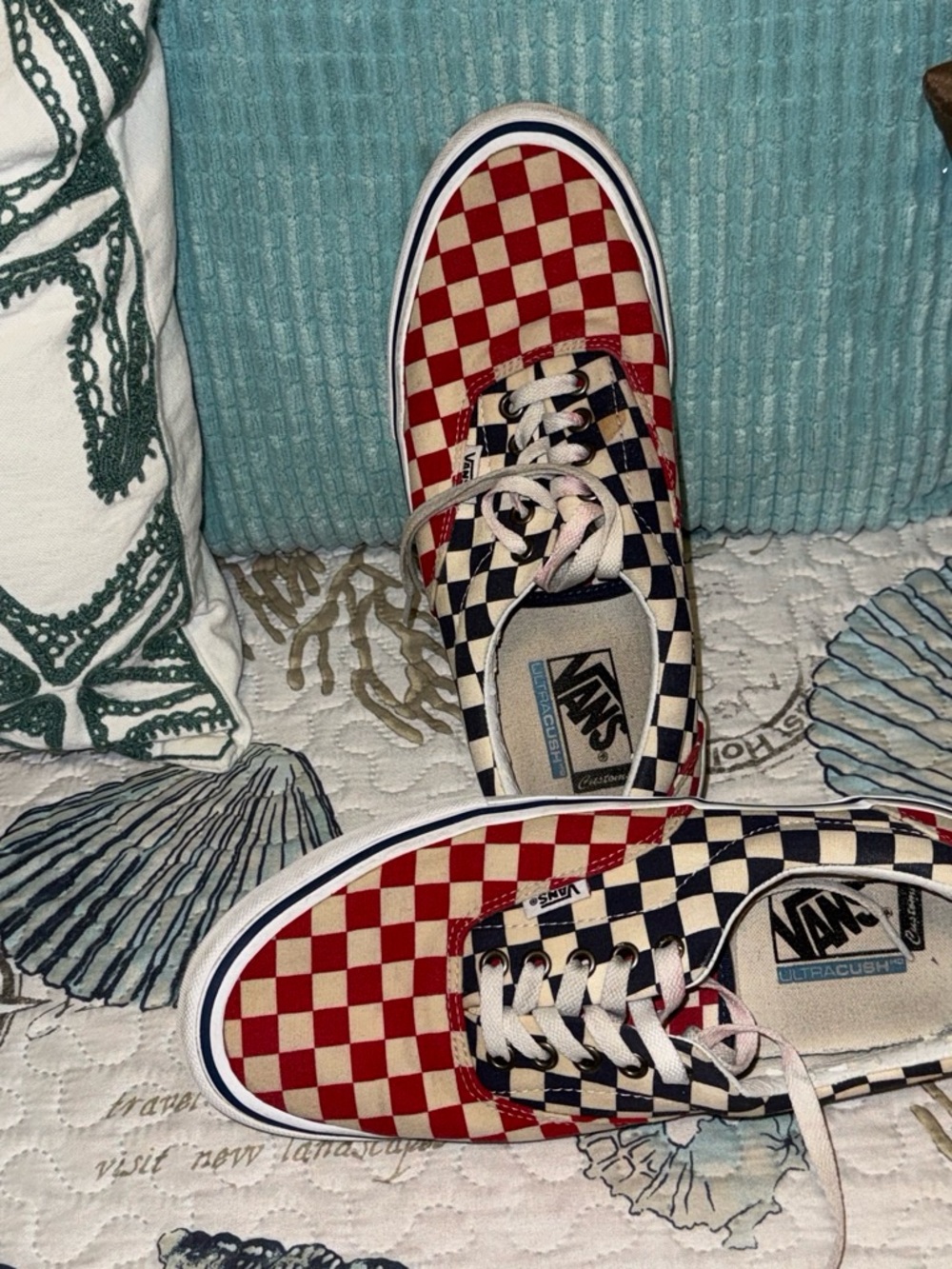 Vans Checkerboard Low-Top Sneakers - Red, Black & White
